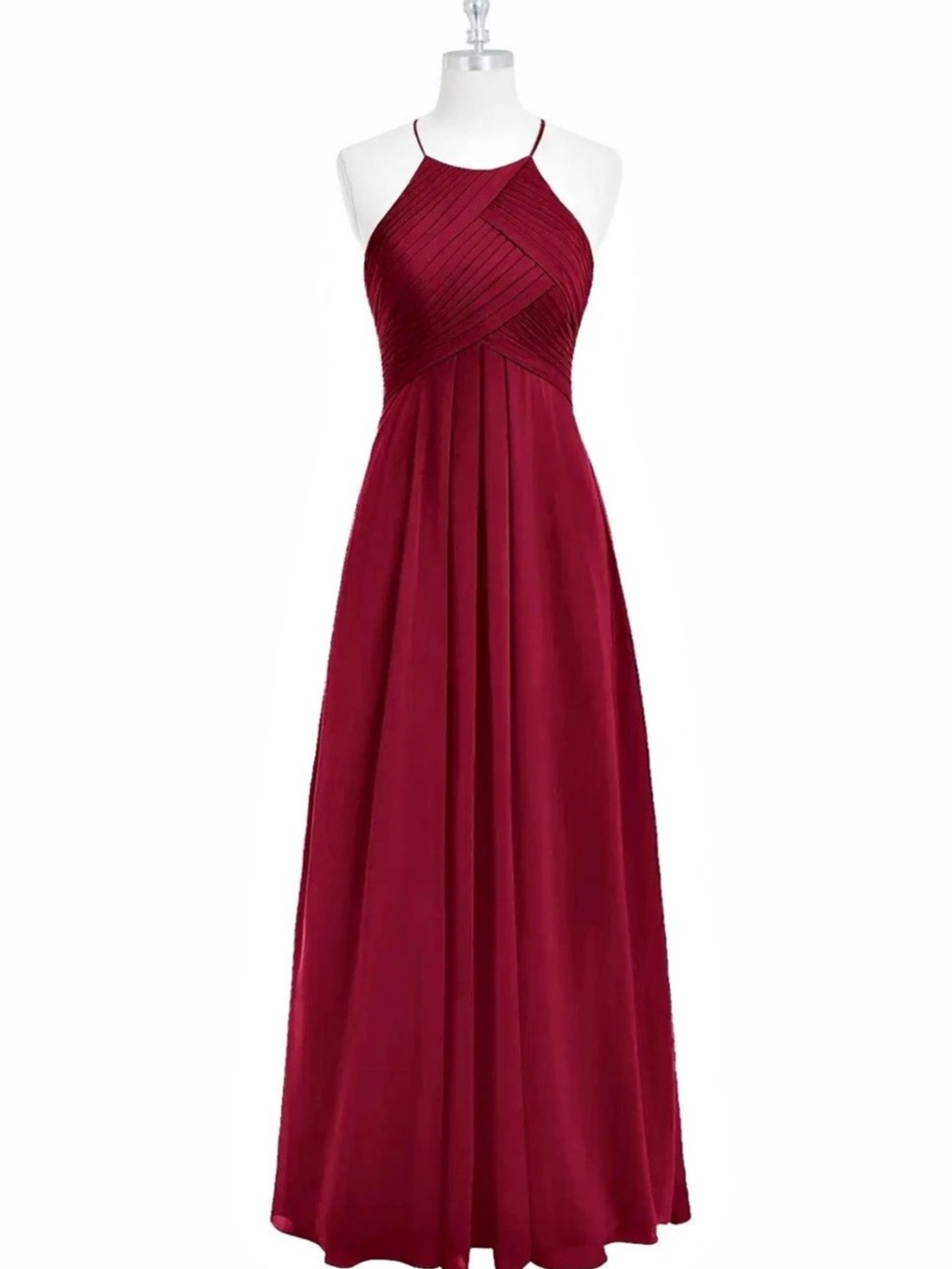 Azazie Burgundy Halter Formal Maxi Dress Like New
